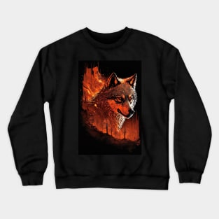 Handsome Wolf portrait with orange glow Crewneck Sweatshirt